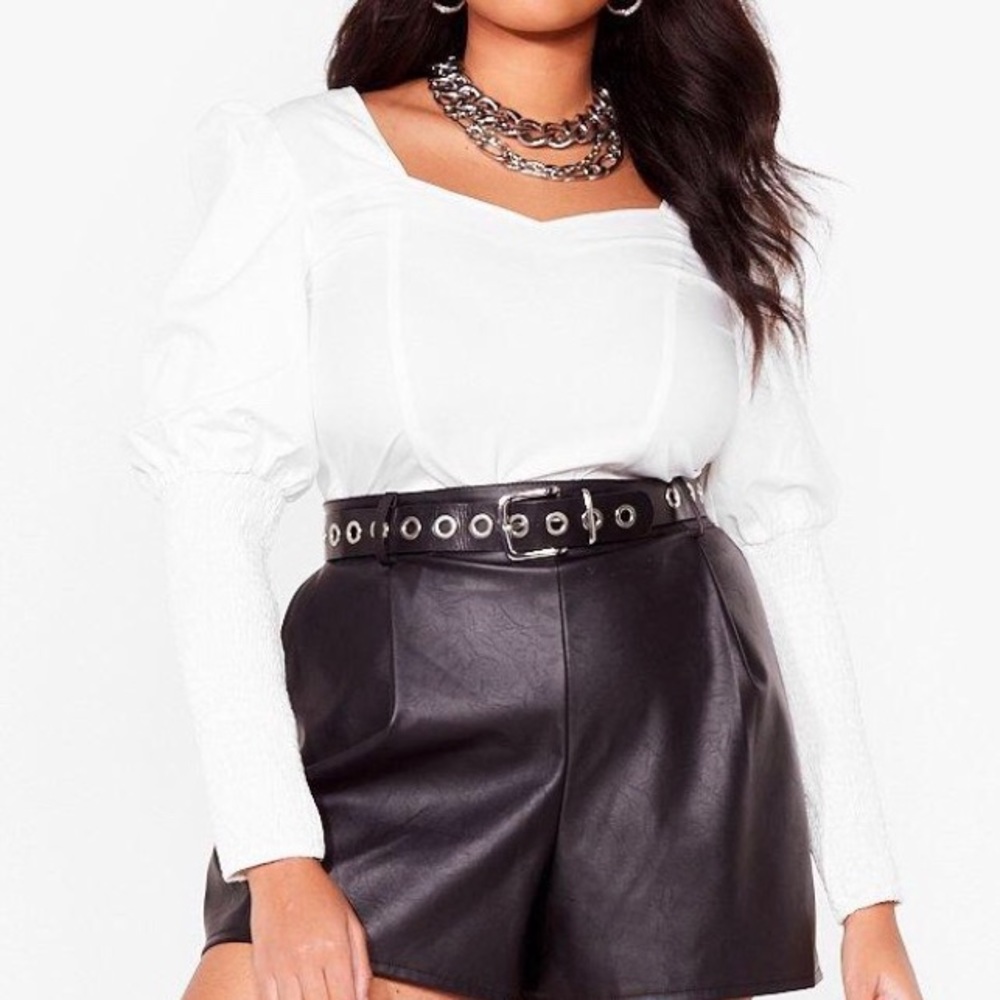 013 Nasty Gal White Top with Puff Sleeves - Picture 7 of 9